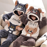 俊俊穗迪美情侣睡衣女秋冬季珊瑚绒加厚加绒可爱卡通睡衣男士冬天家居服套装 绒-Z98男48女猫和老鼠 M 女(高150-160 70-90斤)