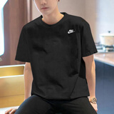耐克（NIKE） 官网官方男装短袖 夏季新款AJ休闲体恤快干圆领半袖透气T恤衫 时尚黑T/小logo【夏季主推】 L (175/92A)