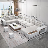 皇系（HUANGXI） 沙发 三防科技布沙发组合沙发客厅大小户型简约现代布艺实木家具 六件套3.7米 【海绵座包】丝光绒布