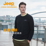 Jeep抓绒衣男户外加厚摇粒绒外套男士保暖防寒加绒卫衣4291品牌黑L