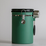 乐意猫（LOOYCAT）不锈钢咖啡豆密封罐 单向排气阀储存罐 茶叶坚果奶粉食品保鲜罐 草芥绿（含量豆勺）1800ml