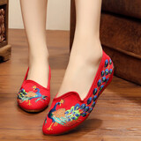 永和春老北京布鞋女单鞋广场舞绣花鞋古风搭配旗袍鞋戏服鞋新娘时尚女鞋 8229-22红色 40 (脚肥的 请加大一码购买)