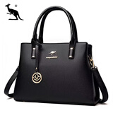 袋鼠魔方品牌包包女包女士手提包2025七夕时尚简约大容量妈妈包单肩斜挎包 黑色