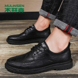 木林森（MULINSEN）男鞋商务正装休闲鞋软面软底小皮鞋 黑色 39码 2901