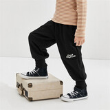 MiniPeace太平鸟童装男童裤子加绒冬季针织儿童运动裤潮 黑色1 110 53cm