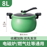 炊小丫（CHUIXIAOYA） 微压锅麦饭石不粘锅易洁燃气灶电磁炉通用煲汤锅炖锅大容量家用 绿色款 28cm 8L