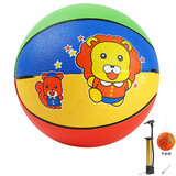 奇森儿童篮球玩具户外运动充气皮球室内拍拍球幼儿园小弹力球 健心-5#-卡通狮子+气筒+针+兜