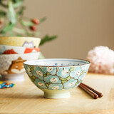 陶趣居 日本进口卡通日式碗家用陶瓷碗可爱招财猫米饭碗高脚碗汤碗餐具 白兔高脚碗4.4英寸