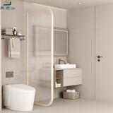 狄弗依2023奶油风新款超白玻璃防水屏风浴室马桶遮挡厕所卫生间入户隔断 奶油白一平方（碳钢）