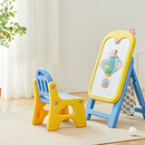 曼龙礼物画板早教磁性贴写字板婴幼儿支架式家用多功能涂鸦板 企鹅画板套装-莫奈蓝