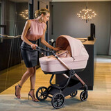 cam IL MONDO DEL BAMBINO意大利制造新生婴儿推车可坐躺高景观多功能可装睡篮宝宝双向避震 奢华推车+睡篮 粉色563