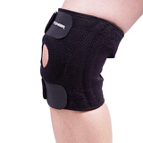 开拓者运动户外护膝四弹簧支撑跑步篮球登山膝关节髌骨半月板防护具 黑色单只 1只装