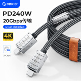 奥睿科全功能Type-C数据线20Gbps USB3.2Gen2充电PD240W快充4K投屏适用苹果15华为mate60 2米240A1-20