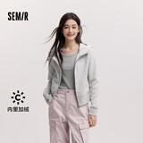 森马（Semir）外套女短款插肩袖小个子潮2024冬季加绒紧身连帽夹克109724108015
