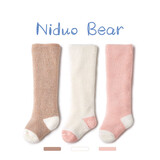 尼多熊儿童袜子秋冬宝宝中长筒加厚保暖加绒护膝袜婴儿长筒袜冬过膝袜