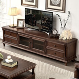 一具一家美式实木电视柜茶几组合纯实木复古家具2.2米美式乡村电视机柜 【全原木打造】胡桃色2M