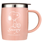 史努比（SNOOPY）带手柄不锈钢办公保温杯水杯420ML可爱杯子情侣杯 DP-5002R 粉色