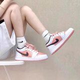 NIKE耐克aj1板鞋男女情侣春夏季新款低帮舒适防滑耐磨篮球鞋子女鞋 白粉黑 橘粉DM8960-801（GS款） 36