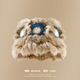 目丸兔毛醒狮帽子女秋冬可爱保暖毛绒渔夫帽百搭显脸小水桶毛茸茸盆帽 卡其色醒狮帽