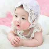 Yinbeler花边弹力婴幼儿帽公主遮阳帽子春秋夏女童包头帽儿婴儿可爱太阳帽 太阳花刺绣米白
