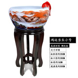 牧溪源景德镇陶瓷鱼缸养鱼盆大号造景客厅家用办公室乌龟缸循环流水摆件 小号鸿运当头高座