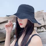 SOMUBAY 帽子女ins双面网红渔夫帽女韩版百搭日系小清新可爱chic潮防晒遮阳帽子春夏太阳帽 DYM-136(10CM)棉料双面 黑色+米白 M(56-58cm)