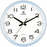 POWER挂钟现代简约客厅创意钟表卧室圆形石英时钟家用个性免打孔挂表 9020蓝色 直径25厘米
