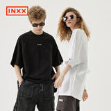 英克斯（inxx）【张凌赫同款】【任嘉伦同款】明星同款插肩刺绣短袖T恤黑白插肩 白色 M