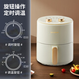 HYUNDAI空气炸锅 家用无油烟低油脂电炸锅炸薯条炸鸡翅做烧烤锅不粘内胆 5升大容量 奶白色圆形款 5L