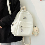 法德陆 女孩书包女小型初中小学生高中大学生ins简约校园双肩包女童背包 chenhao8668白色+特殊挂件