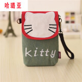 新款手机包女斜挎包零钱包帆布艺手机袋装手机的小包包迷你 【帆布】-绿Kitty