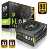 安钛克Antec NE850  ATX3.1金牌全模组/PCIE5.1/额定850W/ 全日系电解电容/双8pin电脑主机电源/40系显卡