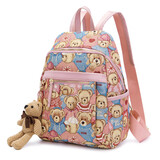 小熊依恋双肩包布艺学生书包短途旅行背包大容量隔层轻便女背包圣诞礼物