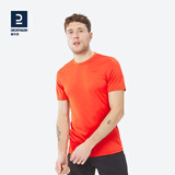 迪卡侬（DECATHLON）速干T恤男女运动户外健身宽松快干吸汗跑步短袖QUMM MH100 男款 朱砂红 2XL