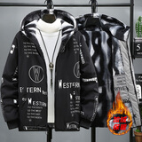 皮尔·皮德棉服男保暖冬季外套男青少年棉衣男学生加绒加厚棉袄胖子大码男装 黑色无图加绒 XL