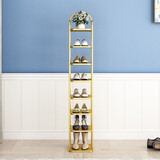 铁博士家用简易鞋架门口入户北欧家用室内鞋架子防尘收纳神器鞋柜 金色鞋架【8层】