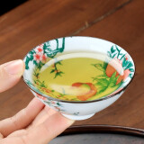 融诚（RongCheng）陶瓷功夫茶杯单个彩绘主人杯大号青花斗笠茶盏套装个人专用茶杯子 多彩斗笠杯【花鸟】