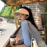 达芬奇密码夏季太阳帽 防晒帽女沙滩空顶大帽檐 驼色 均码