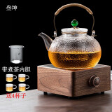 叁坤 加厚玻璃茶壶耐热煮茶器养生壶泡茶烧水提梁壶普洱花茶壶过滤家用保温煮茶电陶炉功夫茶具 绿珠壶+胡桃木茶炉