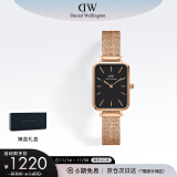 丹尼尔惠灵顿（DanielWellington）DW小方表女表金色钢带全新简约黑盘欧美腕表生日礼物DW00100432