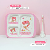 五和（WUHE）儿童餐盘分格仿陶瓷奥特曼宝宝餐盘儿童餐具密胺防烫耐摔餐盘 美乐蒂三格餐盘赠勺子