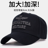 XJZMZ大码宽檐高顶帽子男百搭大头围棒球帽适合胖人圆脸大脸大号鸭舌帽 刺绣黑色 XL 加大头围（60-65cm）可调节
