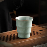 尚言坊 汝窑茶杯单个单丽华老师陶瓷品茗杯主人杯送礼轻奢新年礼物 (单杯礼盒装)冰花竹节杯150ml