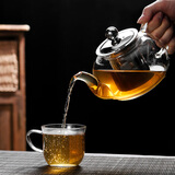 雅风不锈钢过滤网加厚耐热玻璃茶水分离泡茶壶电陶炉加热玻璃茶具 单壶 600ml