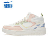 鸿星尔克板鞋中帮厚底休闲运动撞色百搭潮流女款拼接滑板鞋街头时尚休闲鞋 橡芽白/澄糖色 1391 35