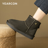 意尔康雪地靴女短筒棉鞋加绒女靴保暖面包鞋 26322W 咖啡 38 