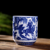 古笙记 釉下彩景德镇青花陶瓷茶杯大容量品茗杯家用水杯子青花瓷粉彩缠枝莲粉彩珐琅彩大号中式单个主人杯 鬼谷子下山茶杯(1个)