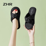 ZHR凉拖女夏季外穿交叉绑带拖鞋子女一字带纯色女鞋