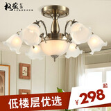 格蕴美式吊灯简约大气客厅灯欧式田园古铜餐厅卧室灯北欧复古灯具 青古铜色6头*全光谱护眼