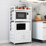 毓博欧式带门厨房架子多层置物架落地收纳架家用锅架电器收纳架 四层白架白板+欧式门 长60cm